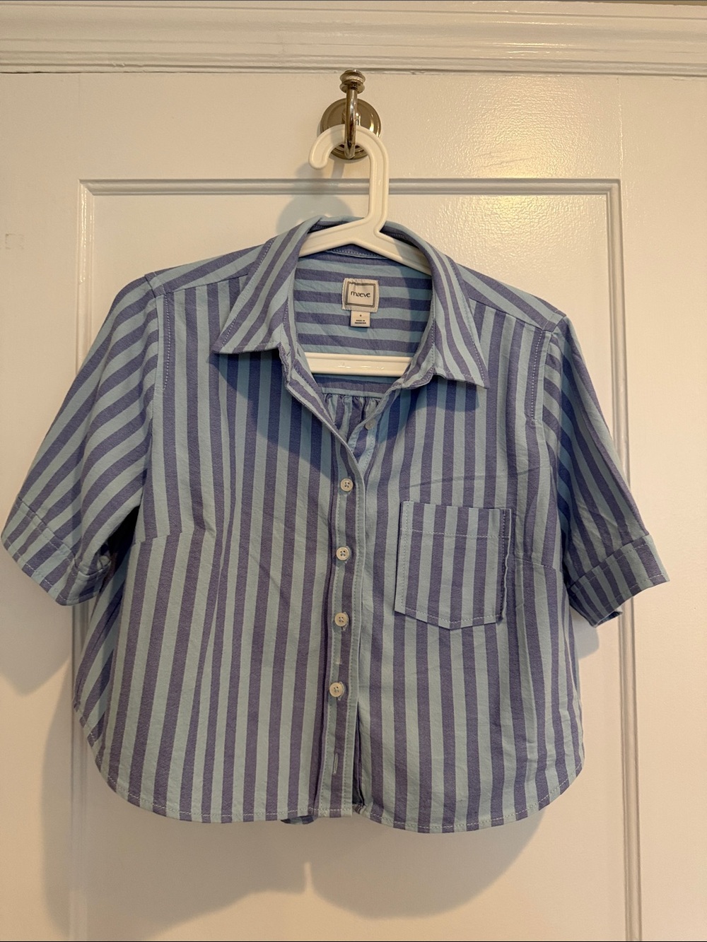 Anthropology Maeve Blue Striped Button-Front Shirt